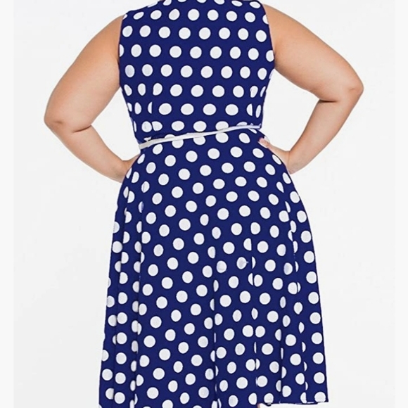 Vintage 1950'S Polka Dots Casual Party Swing Dress Plus Size - Picture 2 of 4